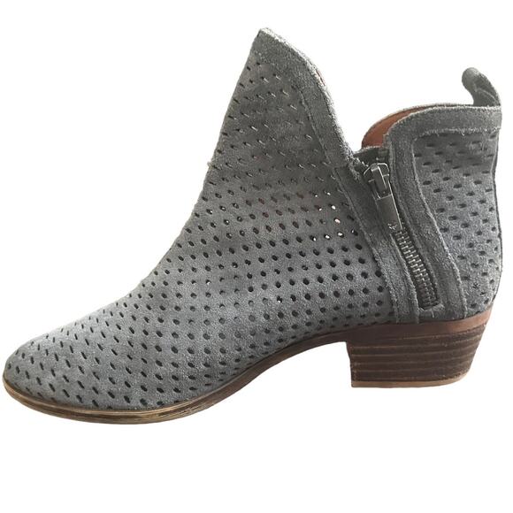 Lucky Brand Ankle Booties, Boho Side Zip Perforated Boots Womens Sz 7 Grey - Picture 6 of 13